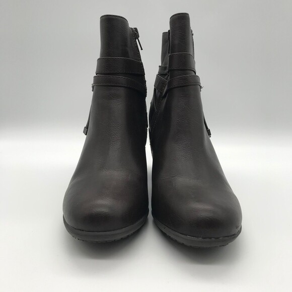 Madeline Girl Olga Ankle Booties Women's Size 8.5M Brown Faux Leather Heel Boots - Picture 2 of 11